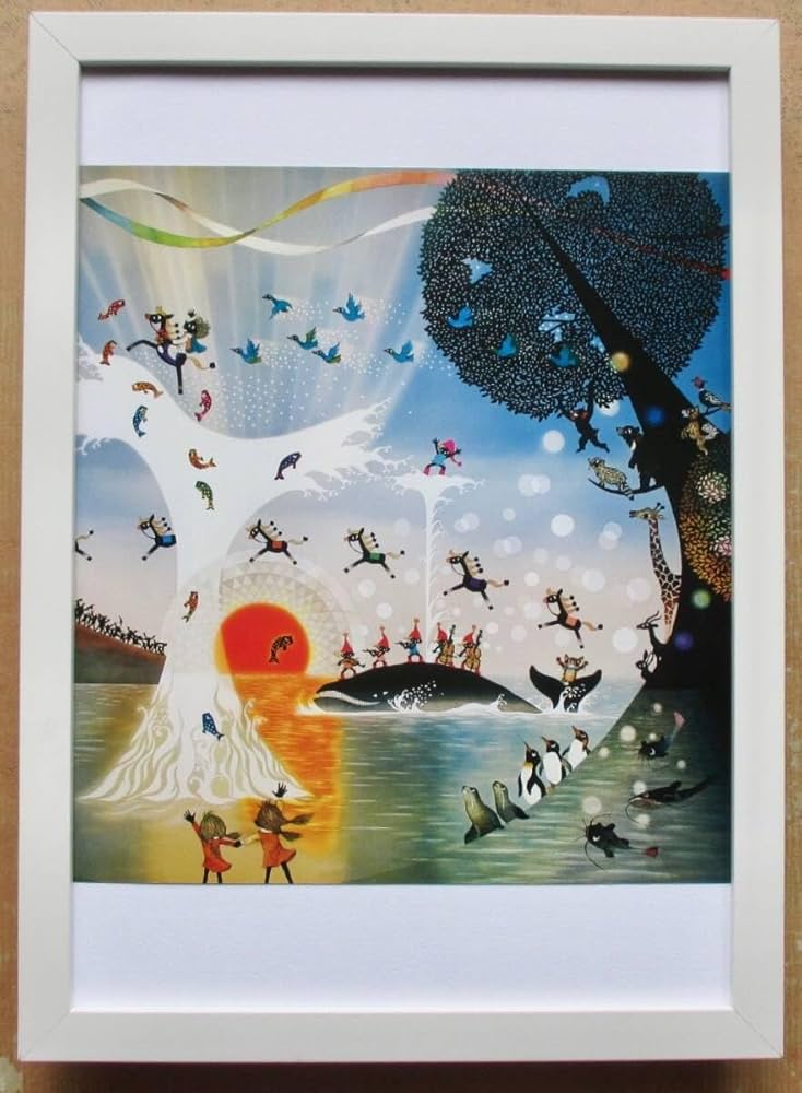 Amazon.co.jp: 藤城清治 「夢生まれる」 印刷物 画集画 A4額入り